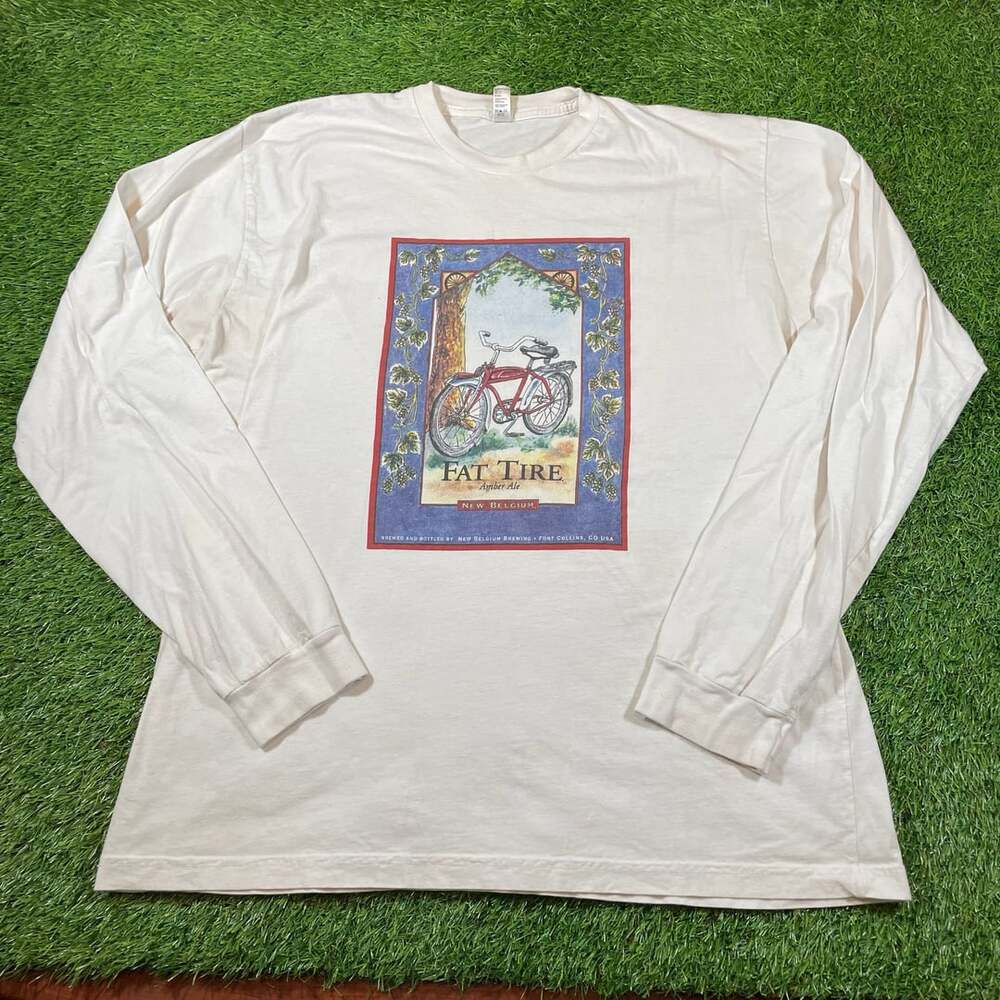 American Apparel Fat Tire Amber Ale Long Sleeve T-Shirt White XL